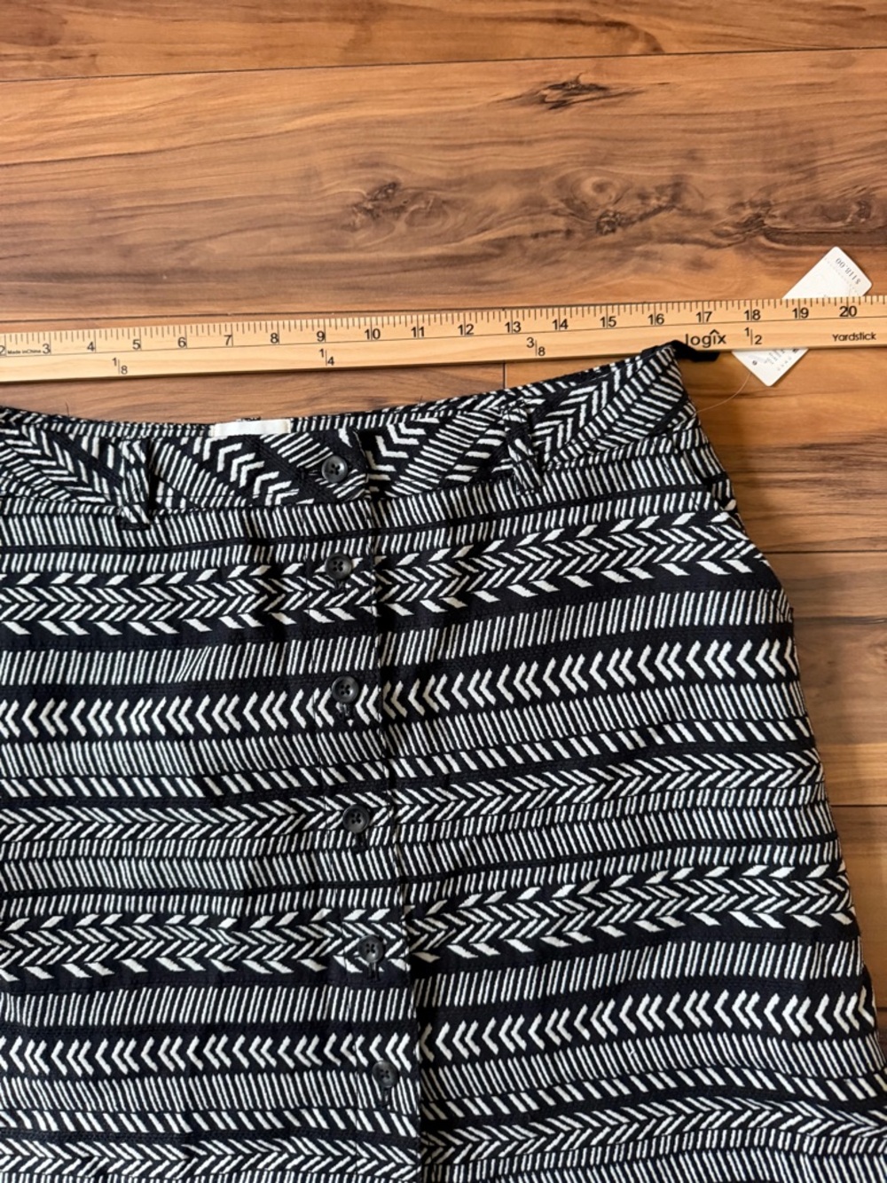 NWT Maeve Button-Front Black & White Patterned Mini Skirt - Picture 7 of 10